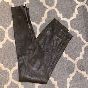 J brand gray leather skinny pants size 26 Jbrand